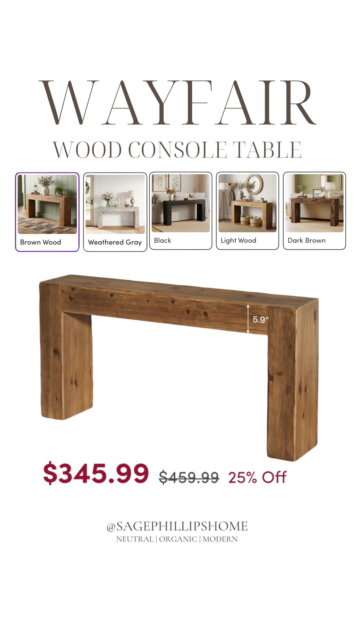 simple lines, thick legs, and that warm wood tone that instantly makes a space feel grounded

It has that slightly rustic, organic feel but still works in a really modern way which I love

Also such a good piece for layering baskets, books, stems… it just gives you that styled but effortless look

And for the price right now?? so good

@Wayfair @wayfaircanada

#LTKsale #LTKhome #LTKcanada