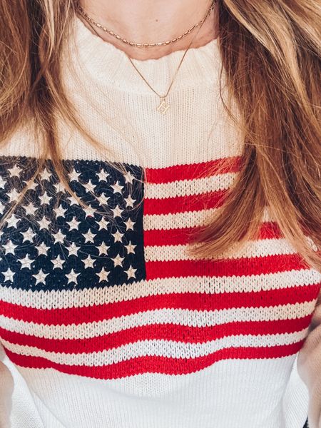 Obsessed!  🇺🇸 Sweater is only $21 (on sale!) and the initial necklace is $12! 

#LTKfindsunder50 #LTKstyletip #LTKSeasonal