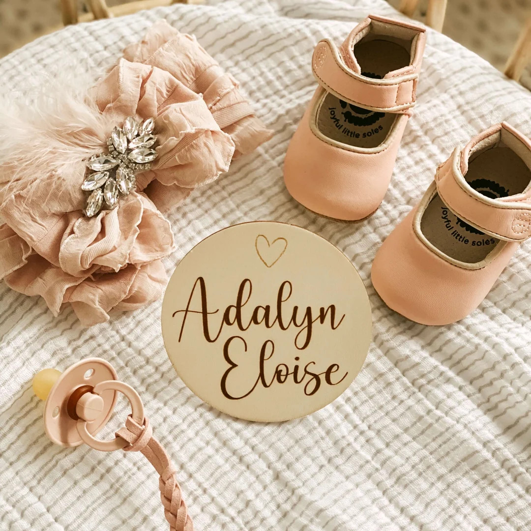 Personalized Baby Name Wood Announcement | Tiny Heart | Caden Lane