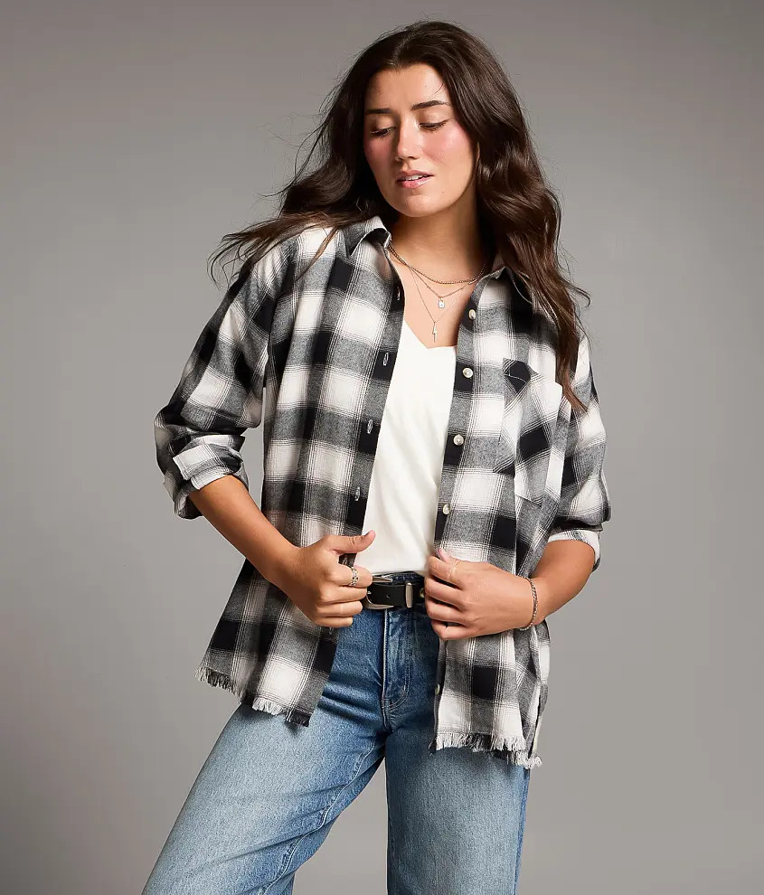 Frayed Flannel Boyfriend Shirt | Buckle