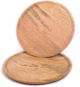 Wood Serving Charger Plates - Dinnerware Round Rustic Thanksgiving Centerpiece Tableware Dining f... | Amazon (US)