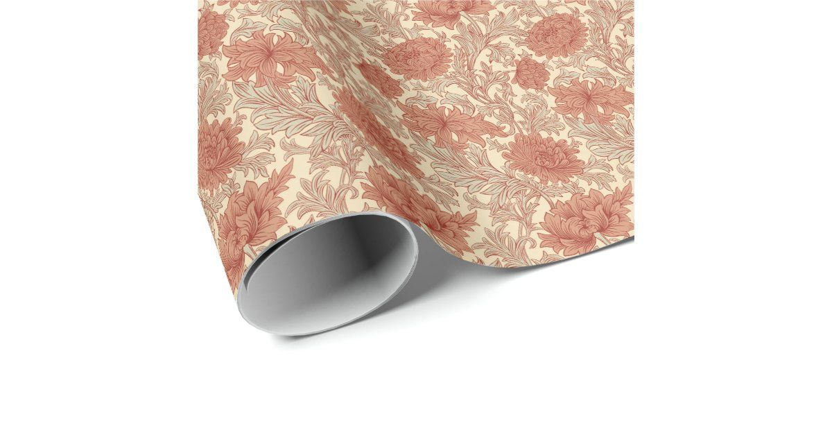 William Morris Chrysanthemum Pattern Wrapping Pape Wrapping Paper | Zazzle