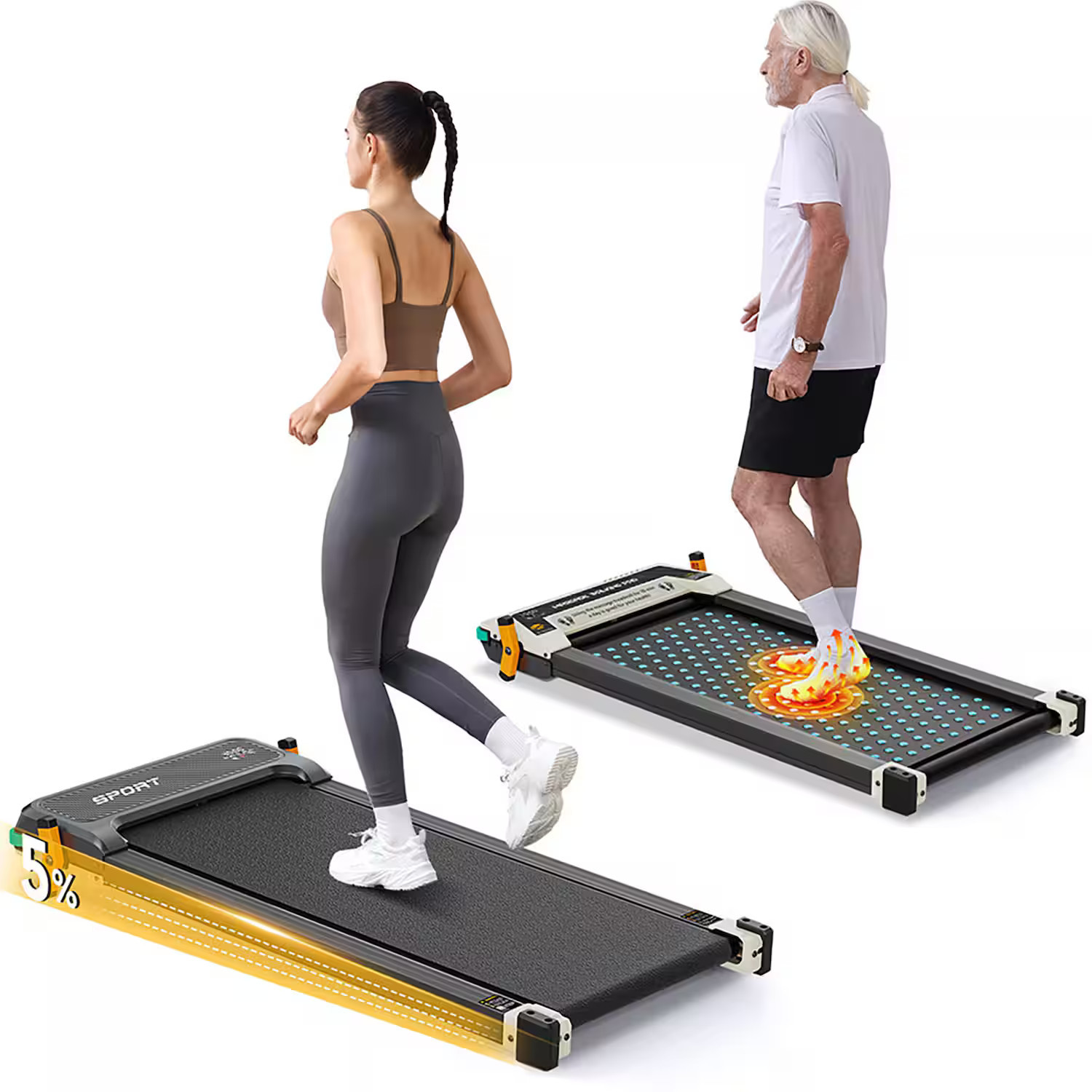 Akluer - 520 Dual-Sided Under Desk Treadmill with Shiatsu Foot Massager, Walking Pad with Incline, 2.5HP Quiet Motor, LED - Black | Best Buy U.S.