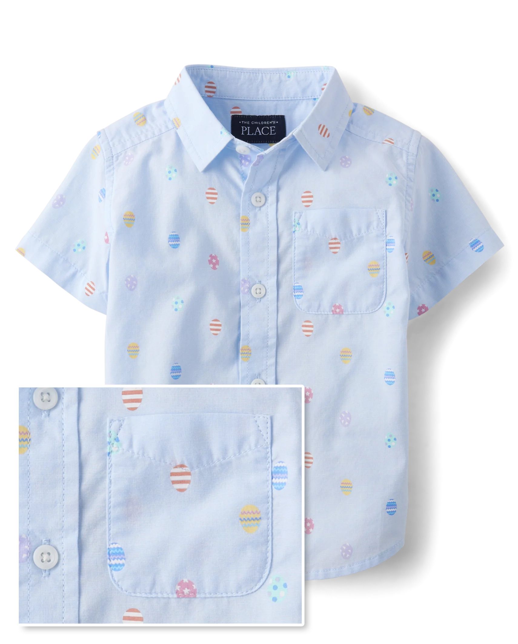 Baby And Toddler Boys Easter Egg Poplin Button Up Shirt - whirlwind | The Children's Place