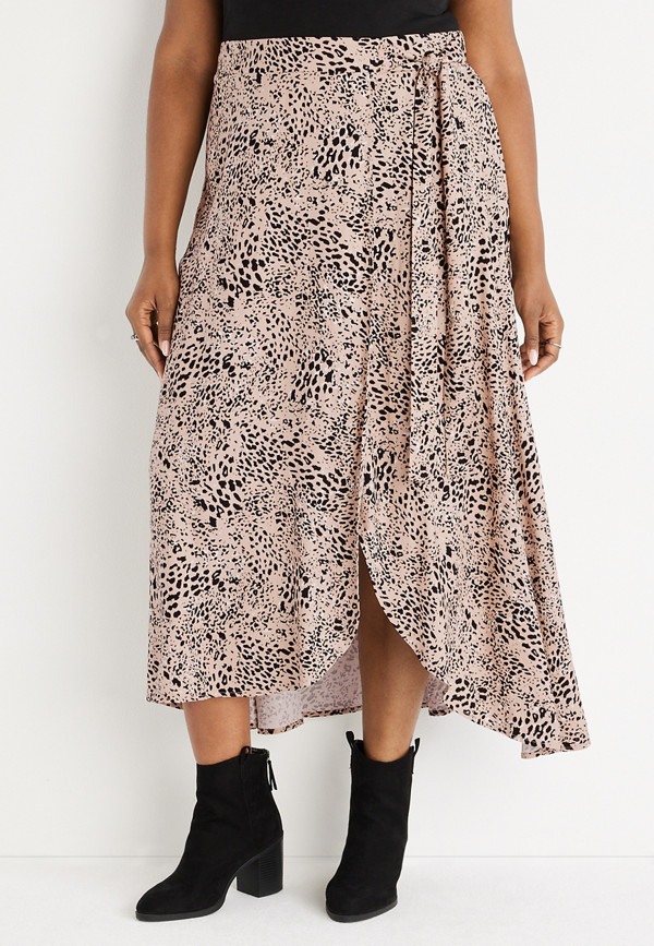 Plus Size High Rise Faux Wrap Maxi Skirt | Maurices