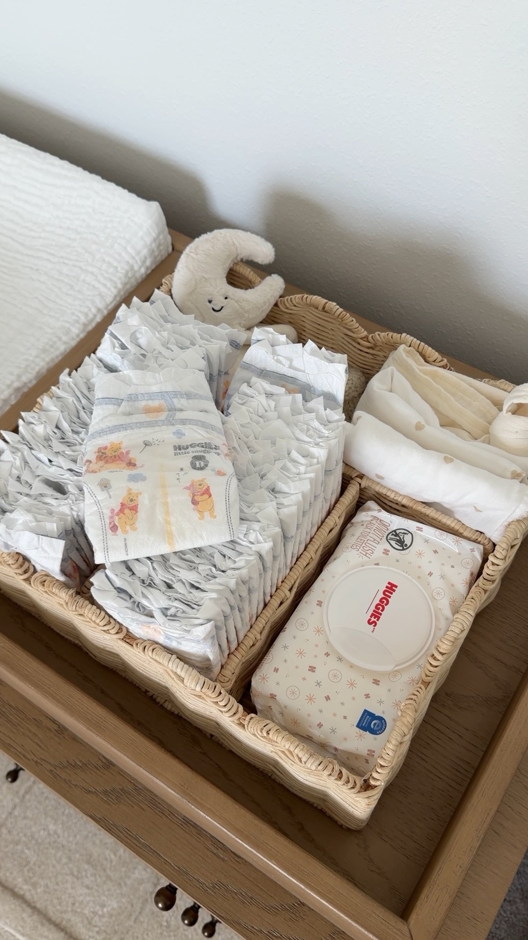#ad Slowly getting the nursery ready!!! Diaper caddy stocked with our favorite diapers + wipes!! 👏🏼💛 With a Target Circle Membership, you can get a $20 Target GiftCard with any $80 selected baby care purchase from 5/24 to 5/30 @Target @Huggies #TargetPartner #HuggiesPartner #Huggies

Offer: Target Circle Deal: $20 Target GiftCard with $80 select baby care purchase
Eligibility: Target Circle Membership 
Availability: Sunday May 24th - Saturday May 30th, 2026, offer expires at 11:59pmPT.
Terms & Conditions: Category Deal. Valid in store or online. Limit one coupon/deal per Target Circle account. No other same department/category coupon/deal/bonus will apply. Offer excludes items sold & shipped by Target Plus™ Partners and clearance items. Void if copied, scanned, altered, transferred, purchased, sold or prohibited by law. Coupon/deal expires at 11:59pm PT. Item(s) may not be available at all stores. Gift cards and tax will not be included in determining purchase total. Target GiftCard not valid as payment on this purchase; terms and conditions apply. Quantities limited; no rain checks. No cash value. For full details on our Price Match policy, see Target.com/PriceMatch