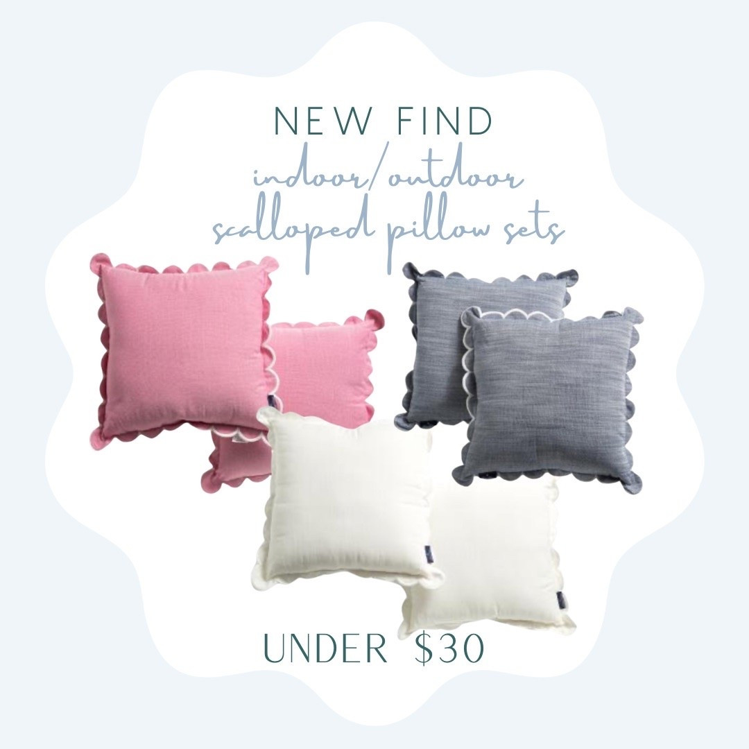Scalloped indoor outdoor throw pillows set of 2 under $30!