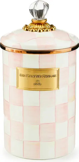 MACKENZIE CHILDS Rosy Check Enameled Steel Large Canister | Nordstrom | Nordstrom