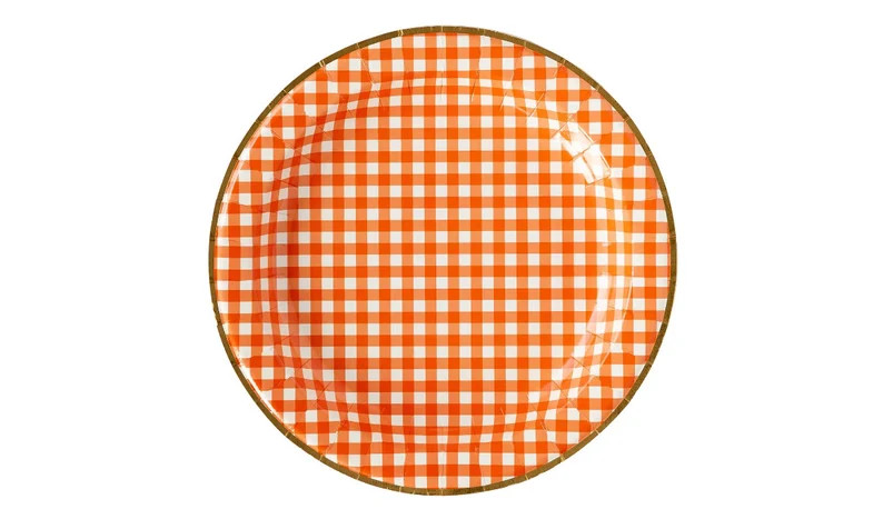 Orange Gingham Paper Charger Plates - Etsy | Etsy (US)
