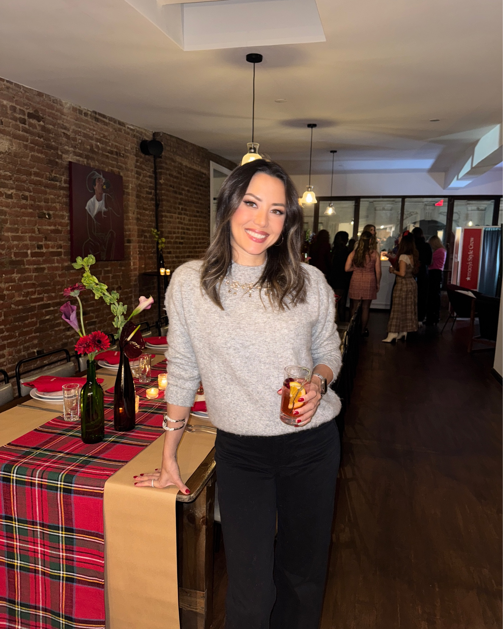 Dinner outfit! This cozy sweater (size XS) is so pretty with the CZ embellished neckline and I just paired it with some black straight leg denim (size 25) and silver heels :) 