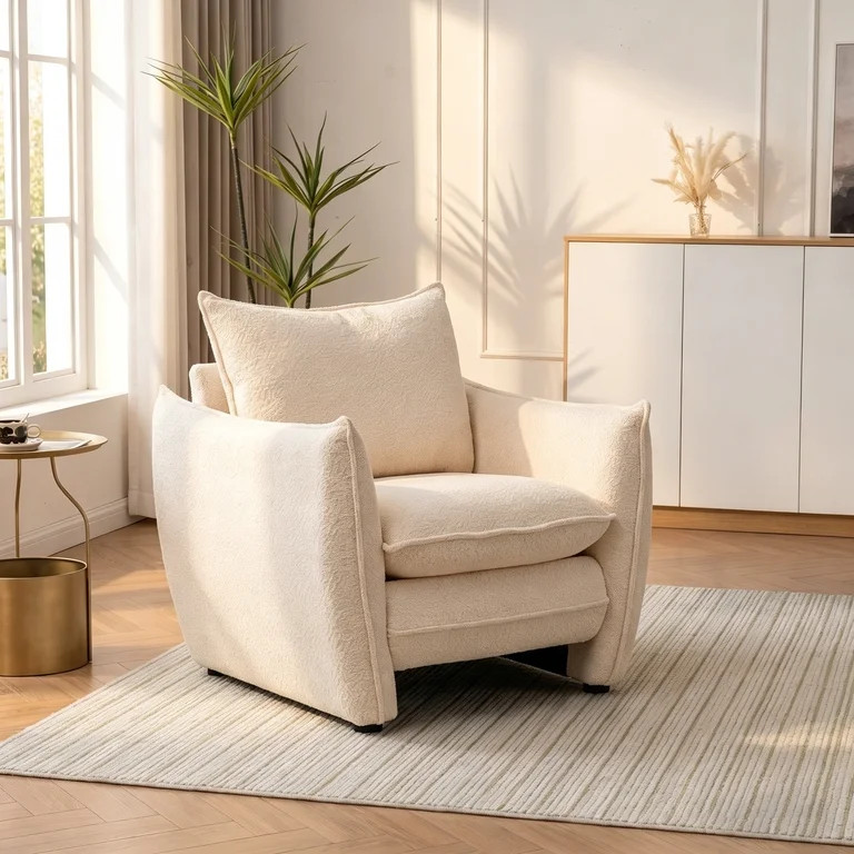ENYLAY Modern Beige Cloud Chair, Plush Upholstered Sofa Chair, Comfy Single Armchair with Removab... | Walmart (US)