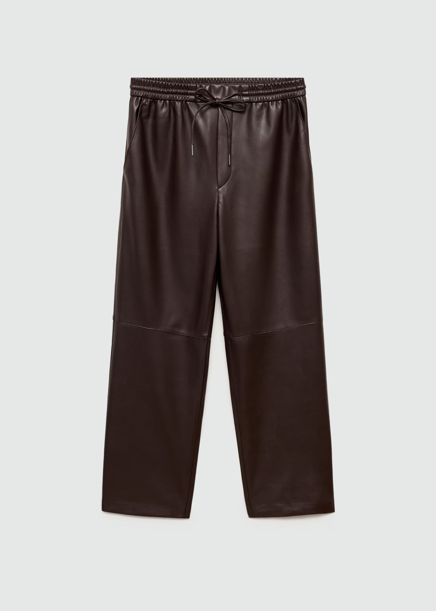 Leather-effect elastic waist trousers | MANGO (UK)