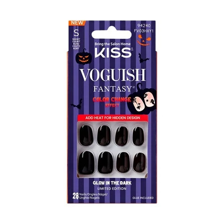 KISS Voguish Fantasy Halloween Press-On Nails Black Short Oval 31 Ct. | Walmart (US)