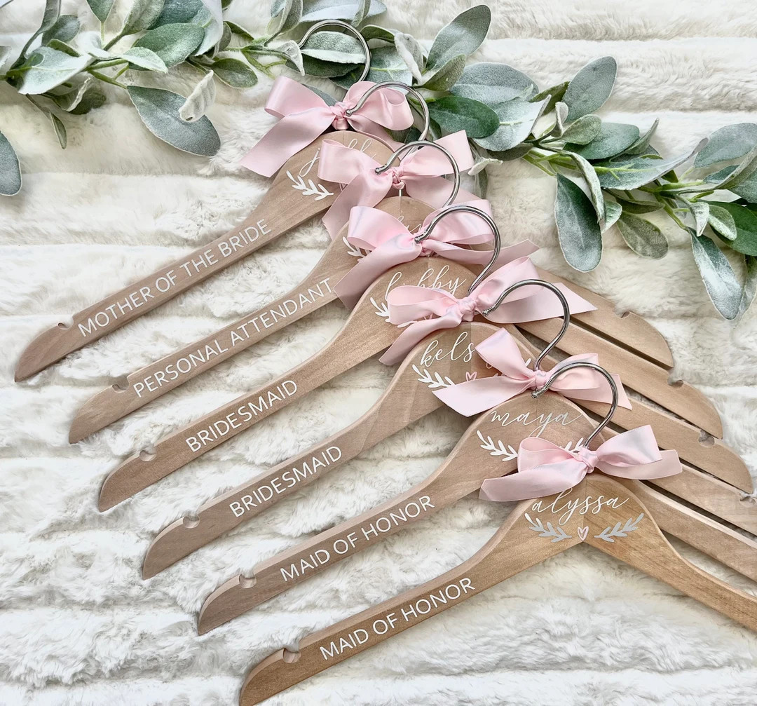 Personalized Wooden Wedding Gown Hanger Bridesmaid Hanger Bridal Dress Hanger - Etsy | Etsy (US)