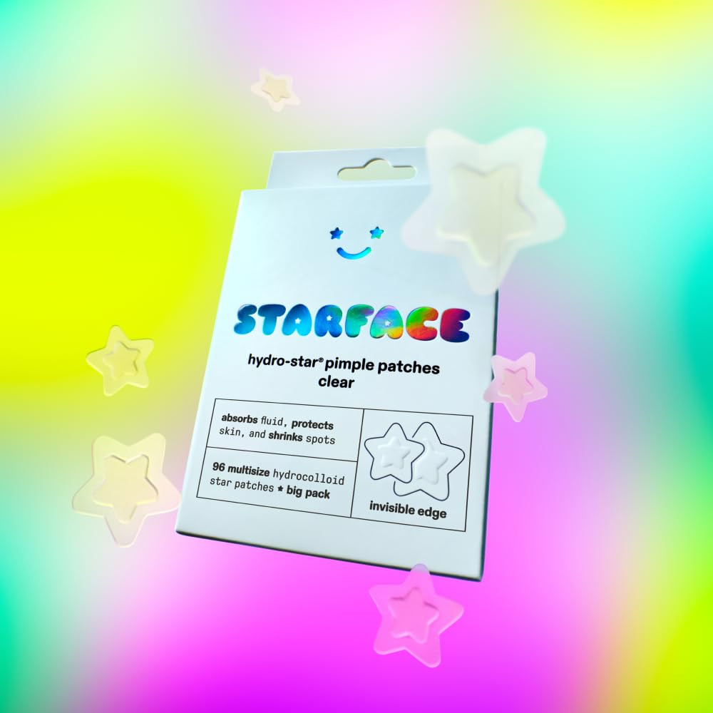 Starface Hydro-Star Clear Big Pack, Invisible Hydrocolloid Pimple Patches, Two Sizes and Star Sha... | Amazon (US)