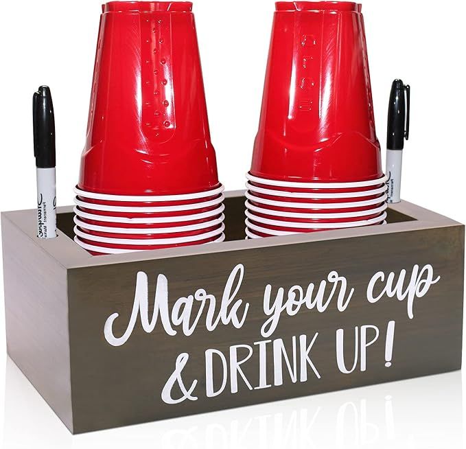 Grey Double Solo Cup Holder, Zingoetrie Wooden Party Cup Organizer Storage Party Cup Dispenser Cu... | Amazon (US)