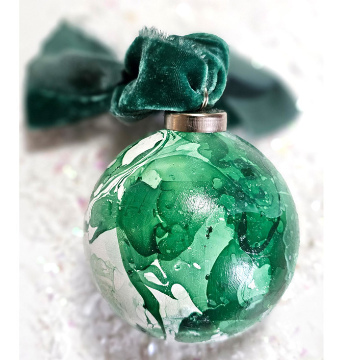 Hand Dipped Green Marbleized Ceramic Ornament Ornaments | Minted