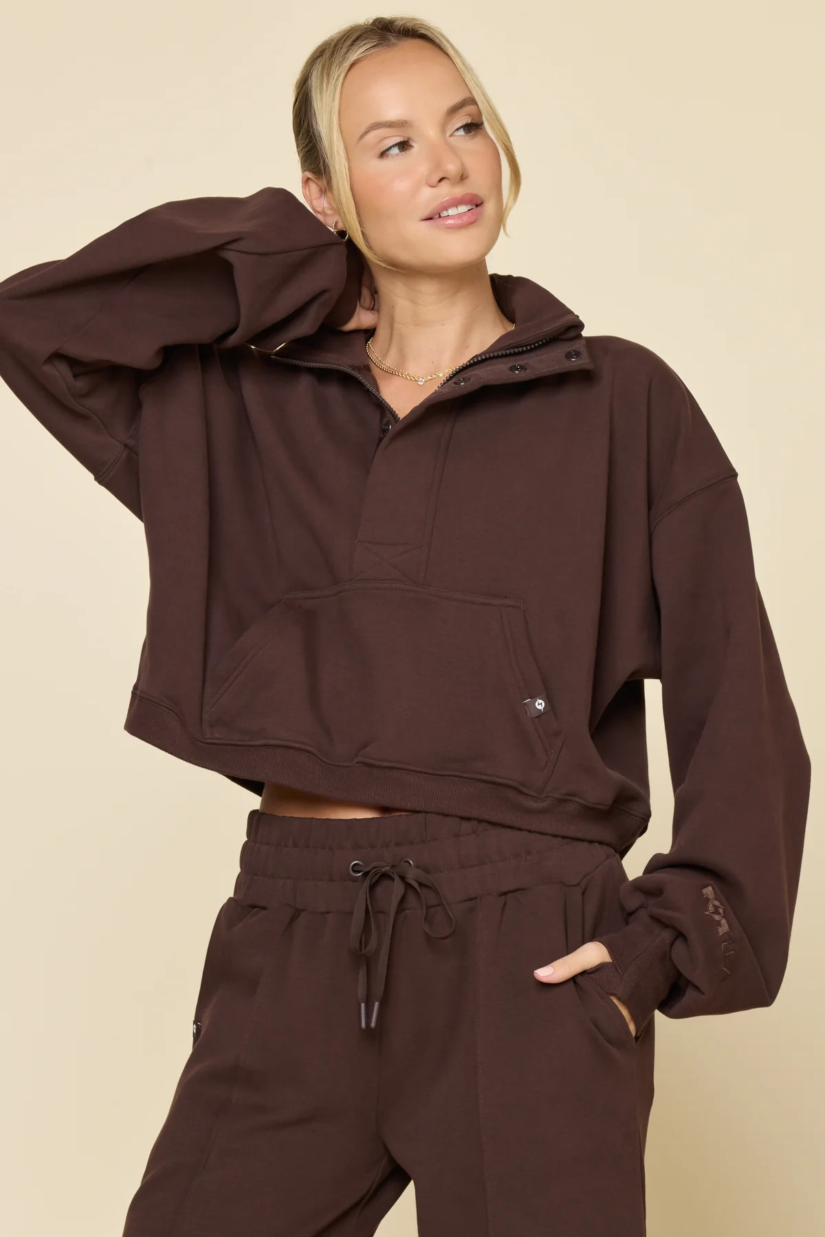 Ooey Gooey Crop Half Zip - Ganache | POPFLEX