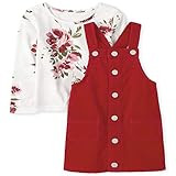 The Children's Place Girls' Toddler Floral Corduroy Skirtall Outfit Set, Classic Red, 18-24 Months | Amazon (US)