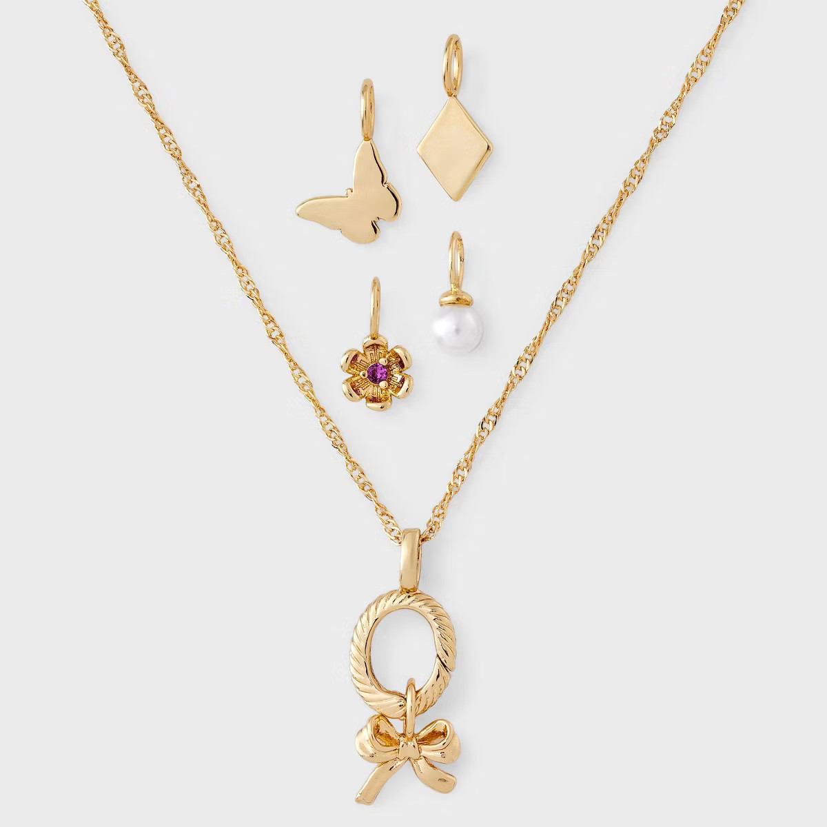 14K Gold Dipped Cubic Zirconia Pendant Charm Necklace Set 5pc - A New Day™ Gold | Target