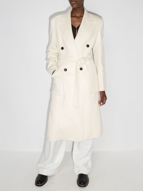 peak lapel double-breasted wool-cashmere coat | Farfetch (US)