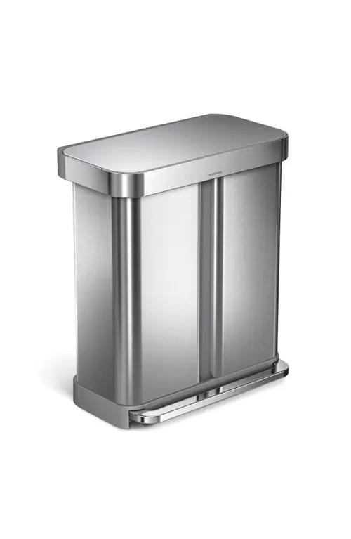 simplehuman 58L Dual Compartment Rectangular Step Can in Brushed at Nordstrom | Nordstrom