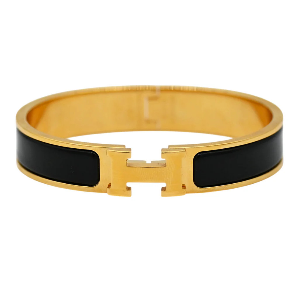 Narrow Black Clic H Bracelet | Clotheshorse Anonymous