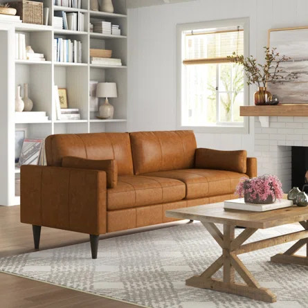 Sand & Stable Gaia 81" Genuine Leather Square Arm Sofa | Wayfair North America