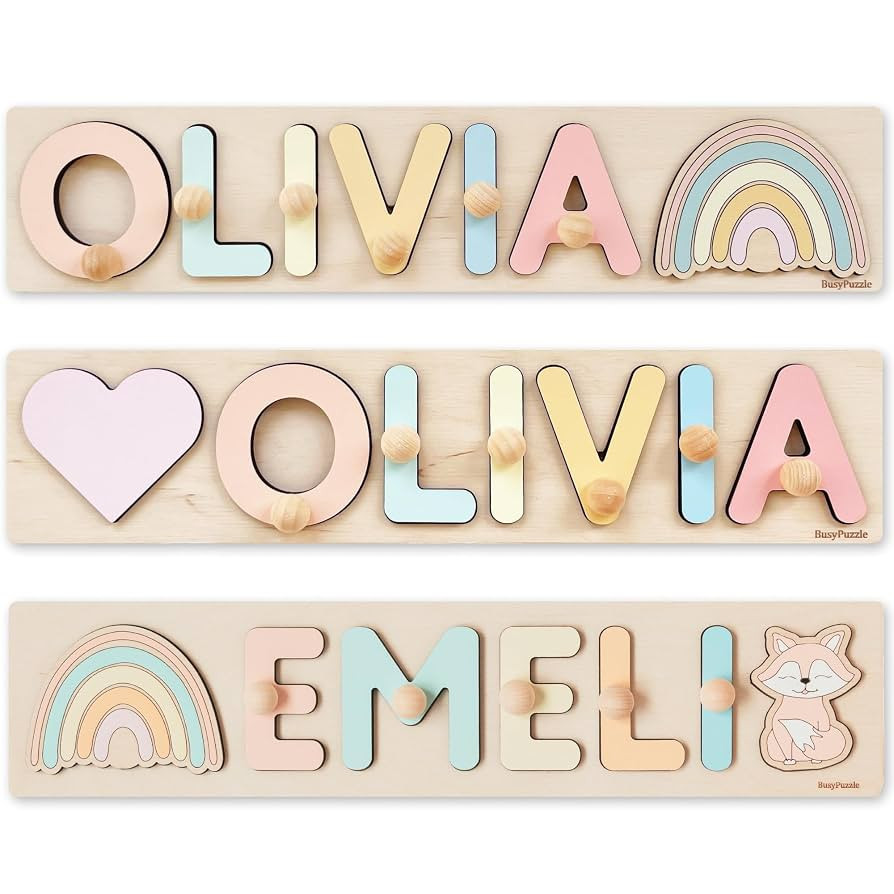 Name Puzzle With Pegs Personalized Wooden Name Puzzle Wooden Toys Custom Name Puzzle by BusyPuzzl... | Amazon (US)