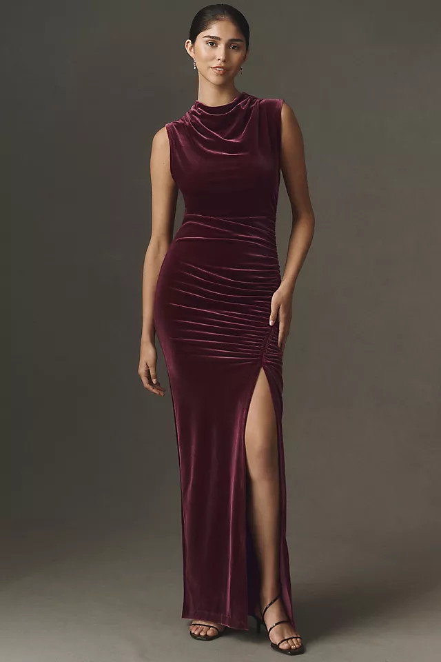Francesca High-Neck Stretch Velvet Maxi Dress | Anthropologie (US)