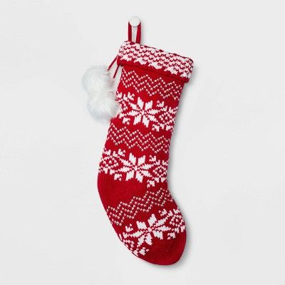 Fair Isle Pattern Christmas Stocking Red & Ivory - Wondershop™ | Target