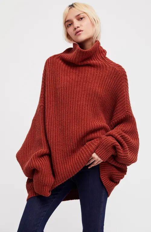 Free People Swim Too Deep Turtleneck Sweater in Terracotta at Nordstrom, Size X-Large | Nordstrom