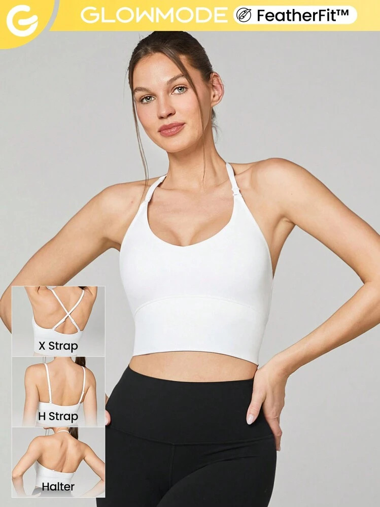 GLOWMODE FeatherFit™ Halter Sports Bra Light Support | SHEIN