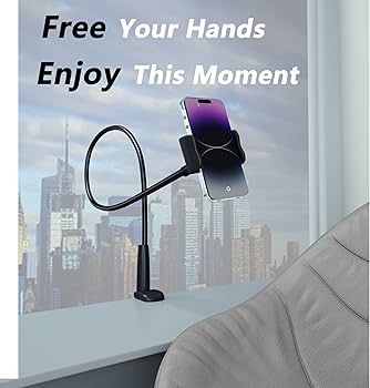 Cell Phone Clip Bed Stand Holder, with Grip Flexible Long Arm Gooseneck Bracket Mount Clamp for D... | Amazon (US)