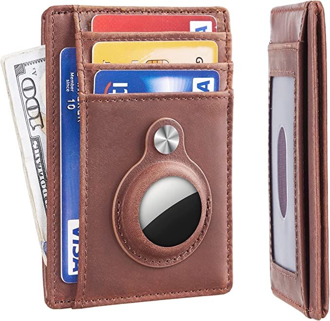 Hawanik Slim Minimalist Front Pocket Wallet with Built-in Case Holder for AirTag | Amazon (US)