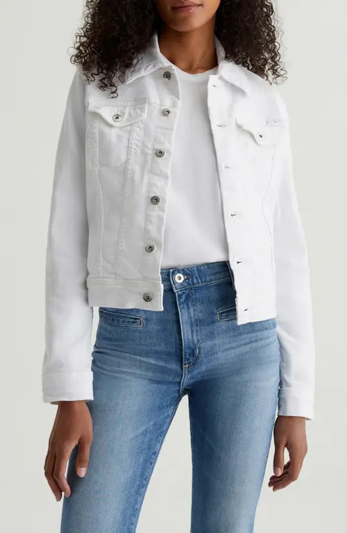 AG Robyn Denim Trucker Jacket in White at Nordstrom, Size X-Small | Nordstrom