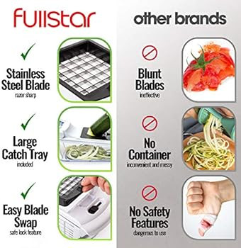 Fullstar Vegetable Chopper - Spiralizer Vegetable Slicer - Onion Chopper with Container - Pro Foo... | Amazon (US)