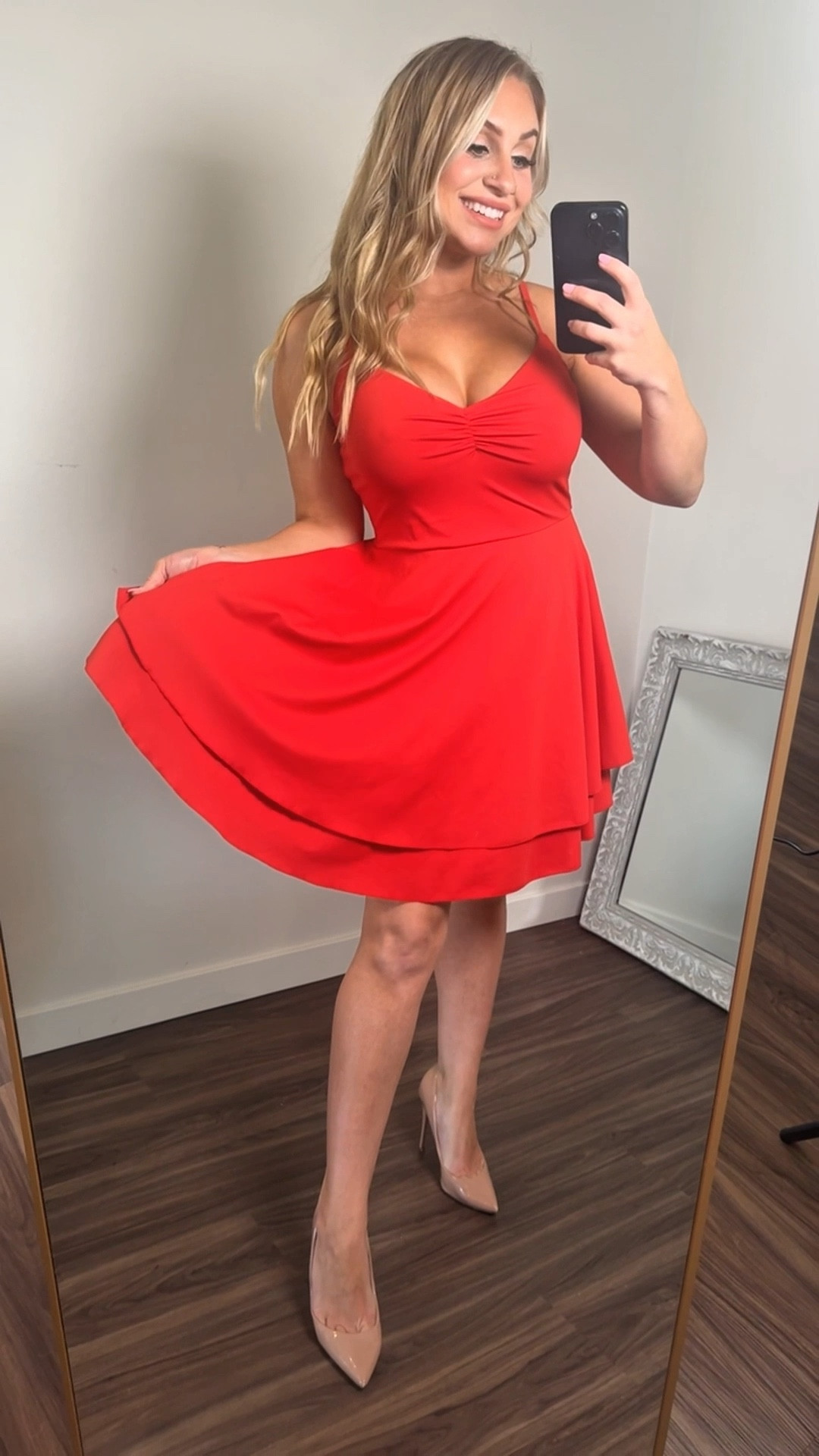 Gorgeous red dress you need to add to your closet! Stretchy. Flattering! I’m 4’11 115 lbs wearing a size small. Dress this up or down. Super versatile! 

#LTKPetite #LTKStyleTip #LTKFindsUnder50