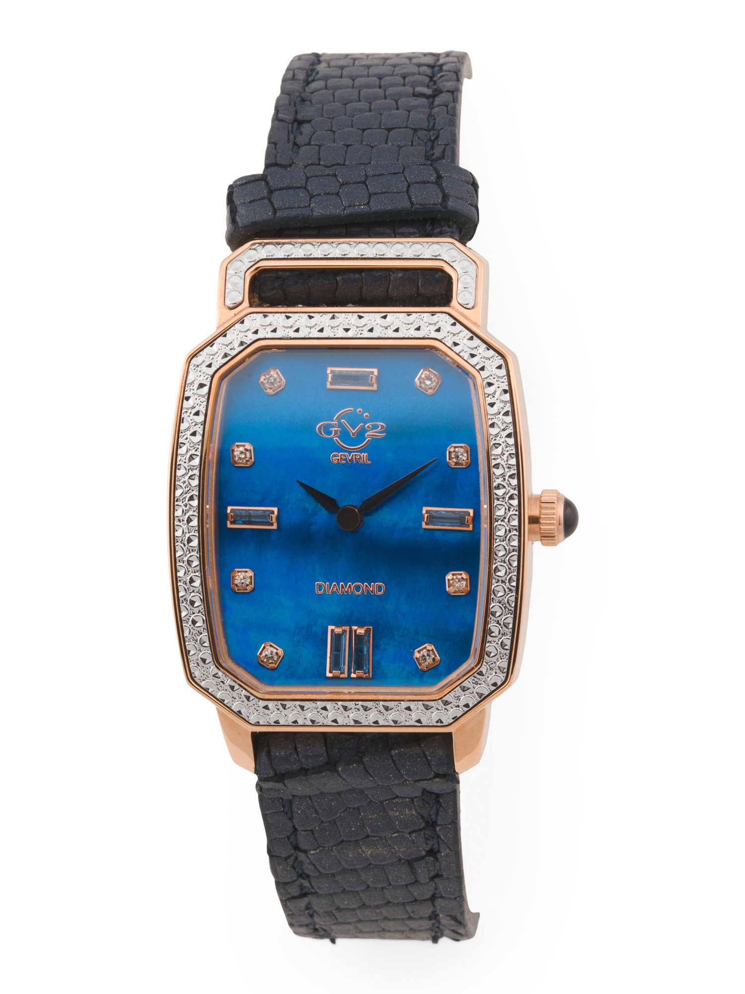 Women's Swiss Made Pavia Diamond Bezel Leather Strap Watch | TJ Maxx