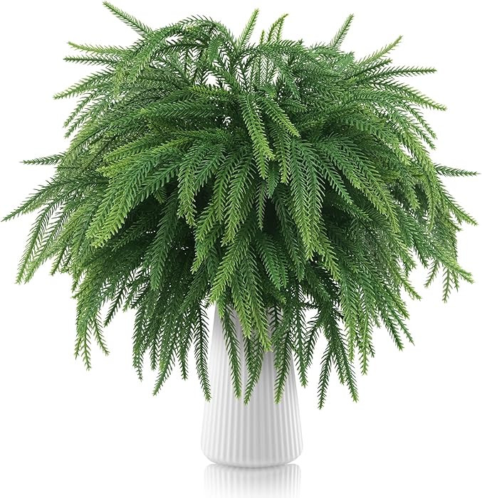 12Pcs 24Inch Norfolk Pine Stems Real Touch, Artificial Pine Branches for Decorating, Faux Christm... | Amazon (US)