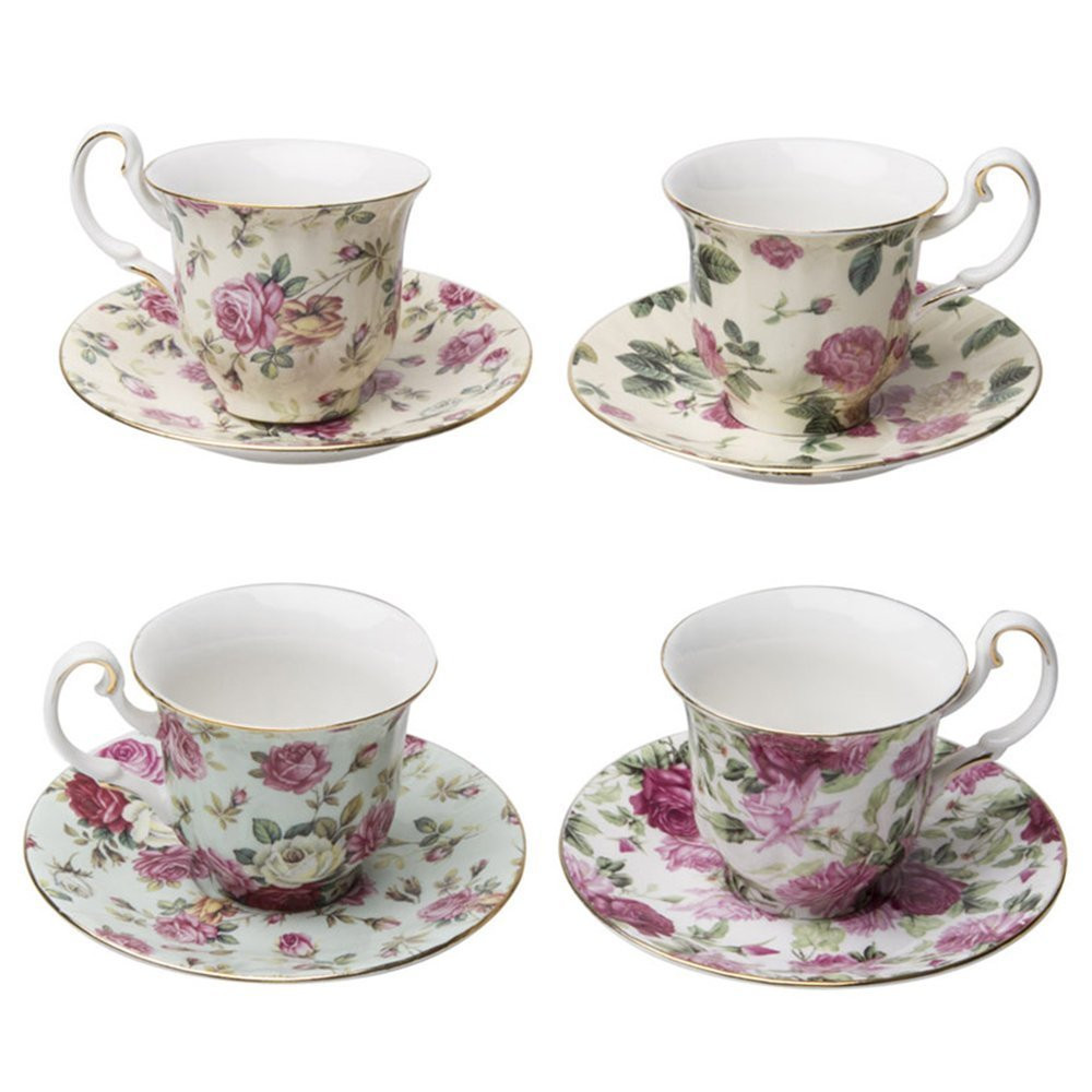 Gracie China Rose Chintz Porcelain 3-Ounce Small Petite Espresso/Demitasse Cup and Saucer with Go... | Amazon (US)