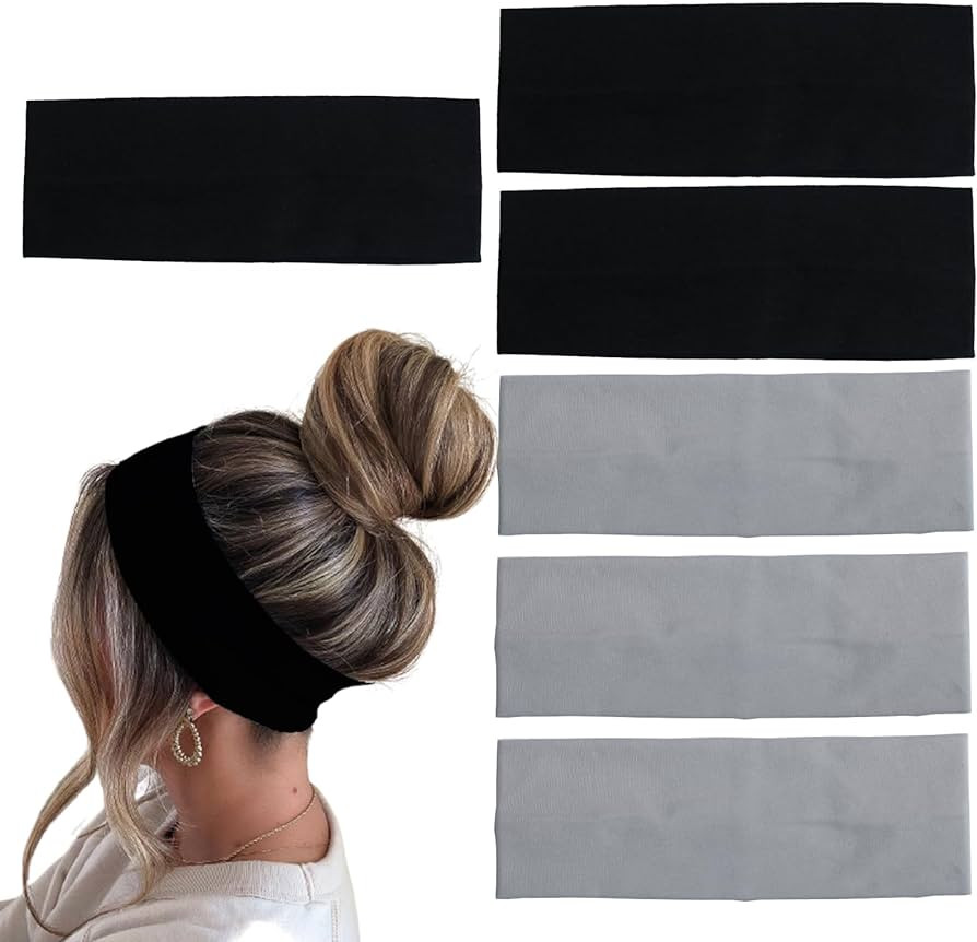 6 Pcs Black Headbands for Women Hair Cotton Headband Non-slip Stretchy Elastic Head Wrap Holder H... | Amazon (US)