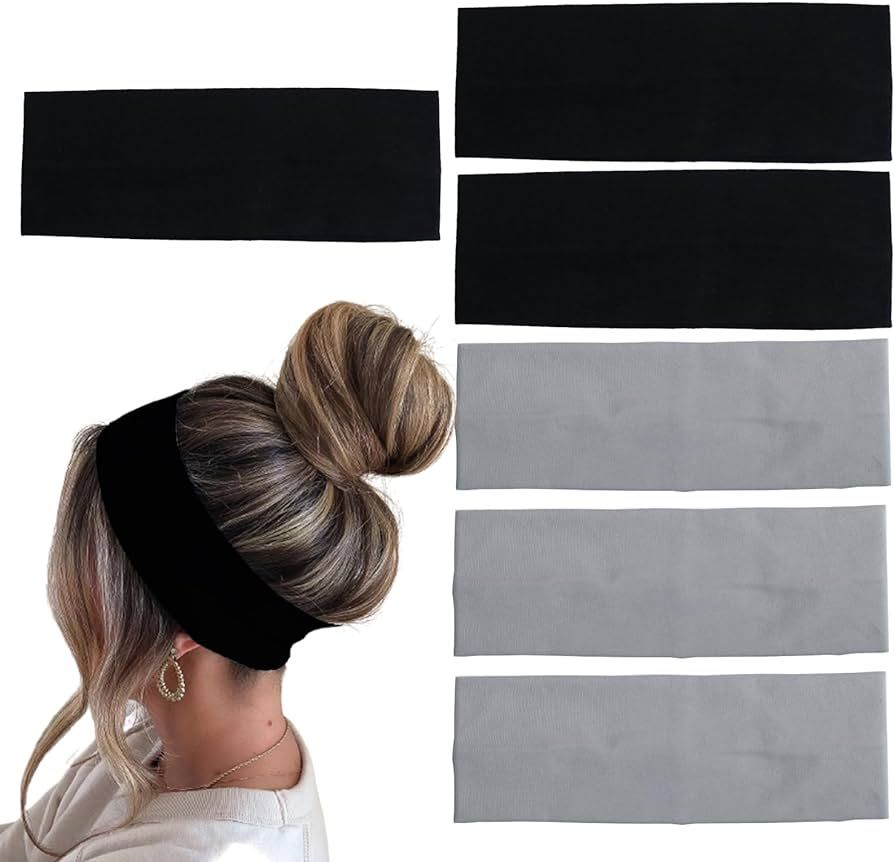 MLMOMVME 6 Pcs Black Headbands for Women Hair Cotton Headband Non-slip Stretchy Elastic Head Wrap... | Amazon (US)
