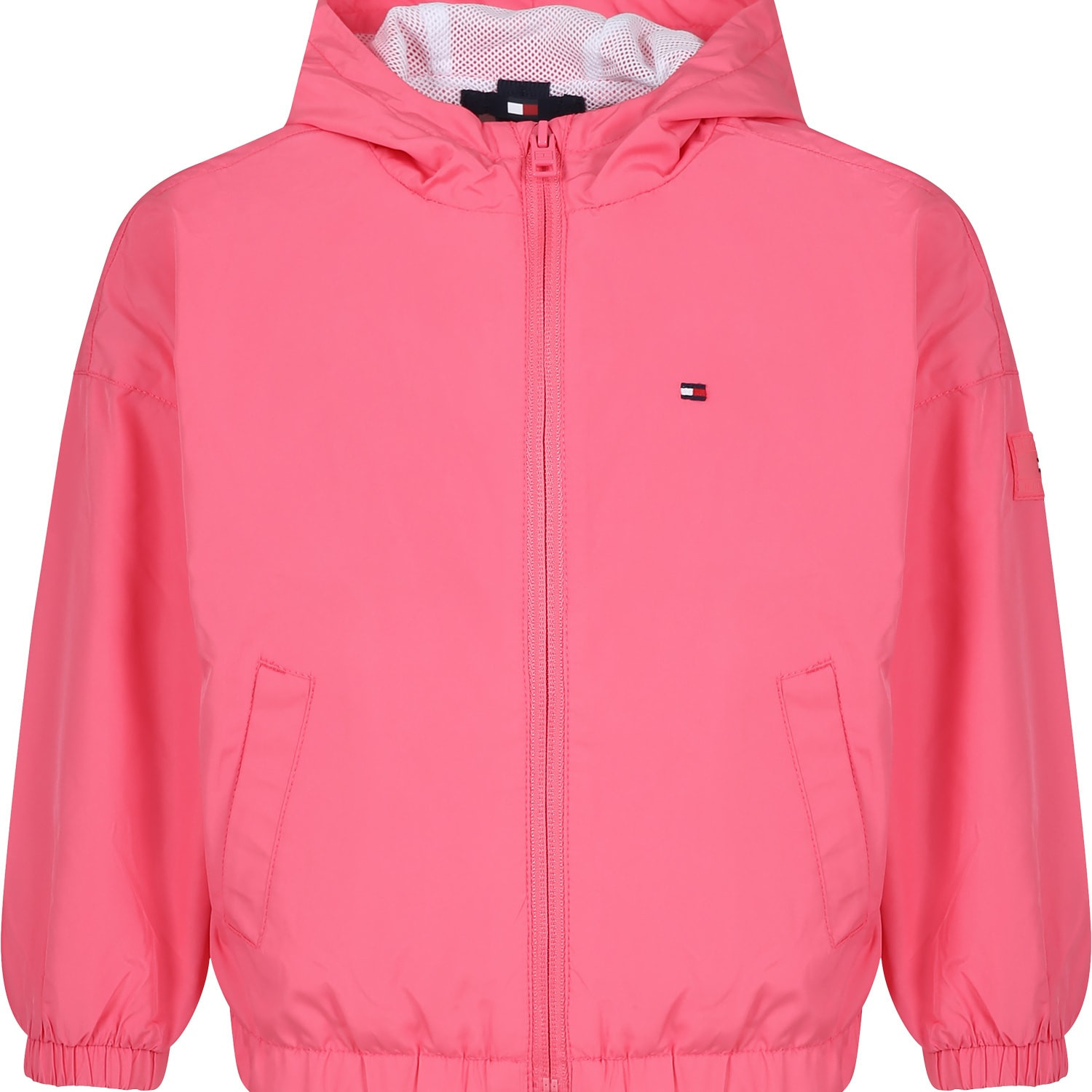 Tommy Hilfiger Fuchsia Windbreaker For Girl With Embroidery | Italist.com US