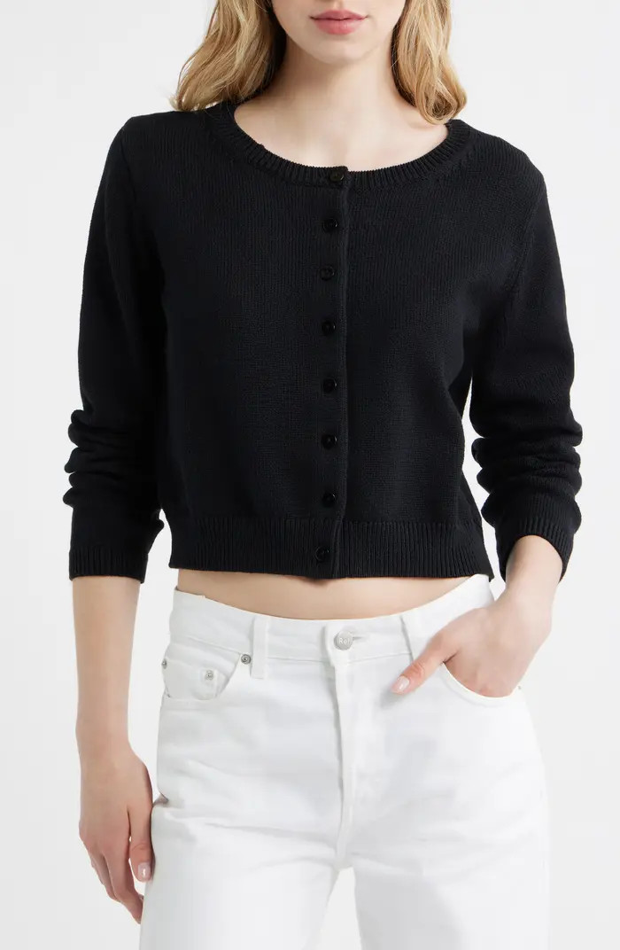 Clara Cotton Crewneck Cardigan | Nordstrom
