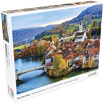 Colorcraft 1000 Piece Jigsaw Puzzle, Swiss River Village | Amazon (US)