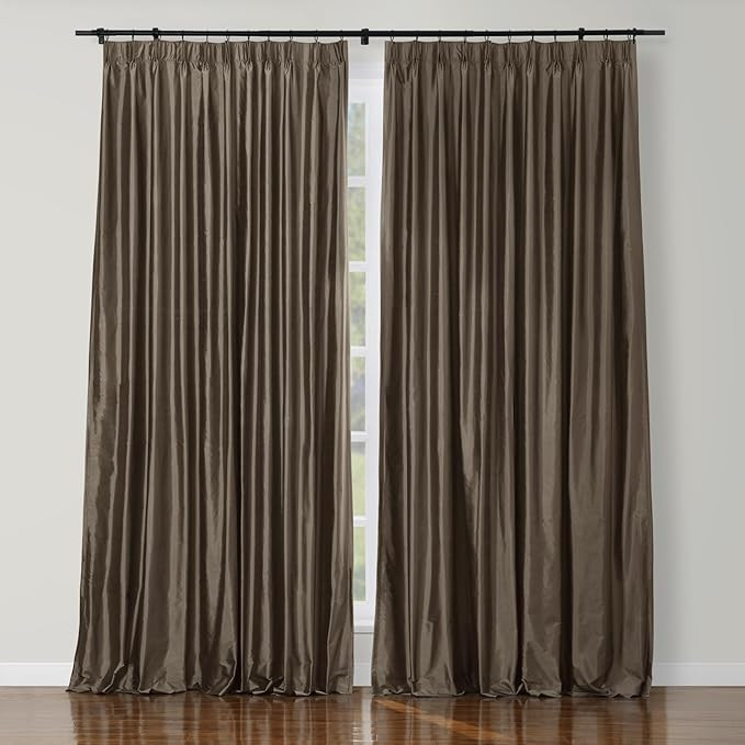 TWOPAGES 100% Dupioni Silk Curtain for Living Room Light Filtering Pinch Pleated Drape for Bedroo... | Amazon (US)