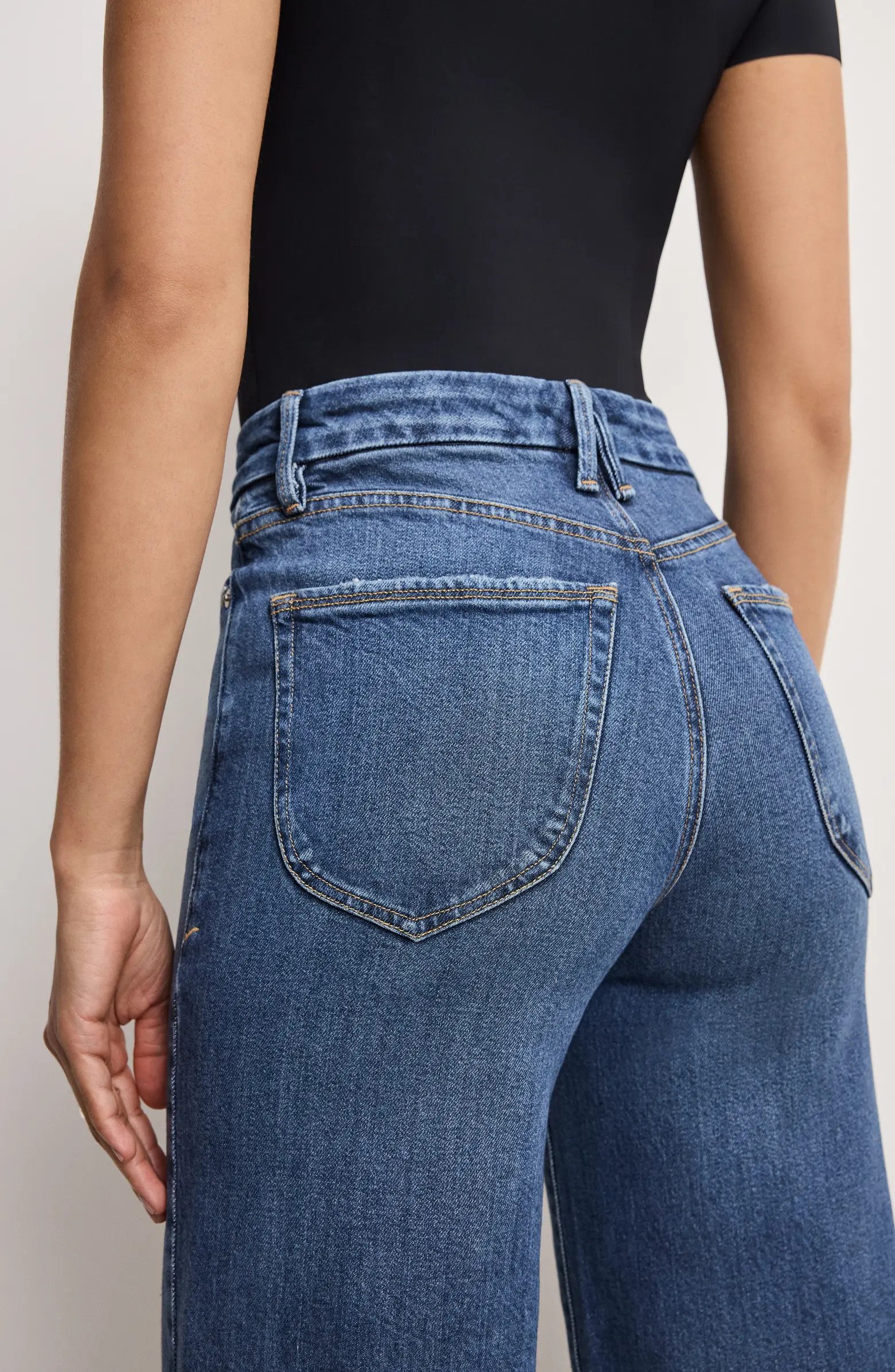 Soft Tech Good Waist High Waist Crop Palazzo Jeans | Nordstrom