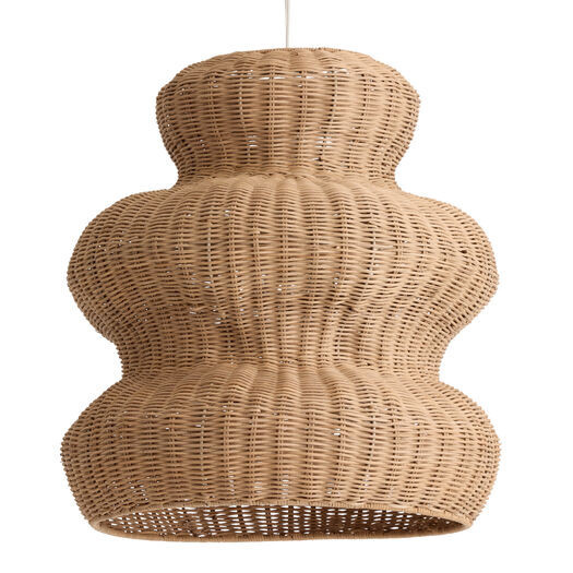 Toffee Brown Handwoven Rattan Wavy 3 Tier Pendant Shade by World Market | World Market