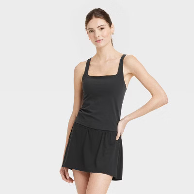 Women's Everyday Soft Square Neck Support Tank Top - All In Motion™ Black M | Target